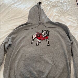 Champion Gray Georgia UGA Bulldog Vintage Style Hoodie 2XL